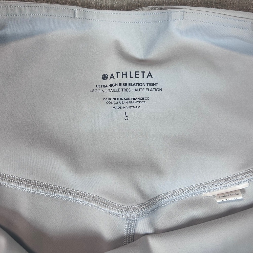 Athleta Ultra High Rise Elation Tight Leggings Grey Blue Stripe 683249-00 Large - Picture 4 of 5